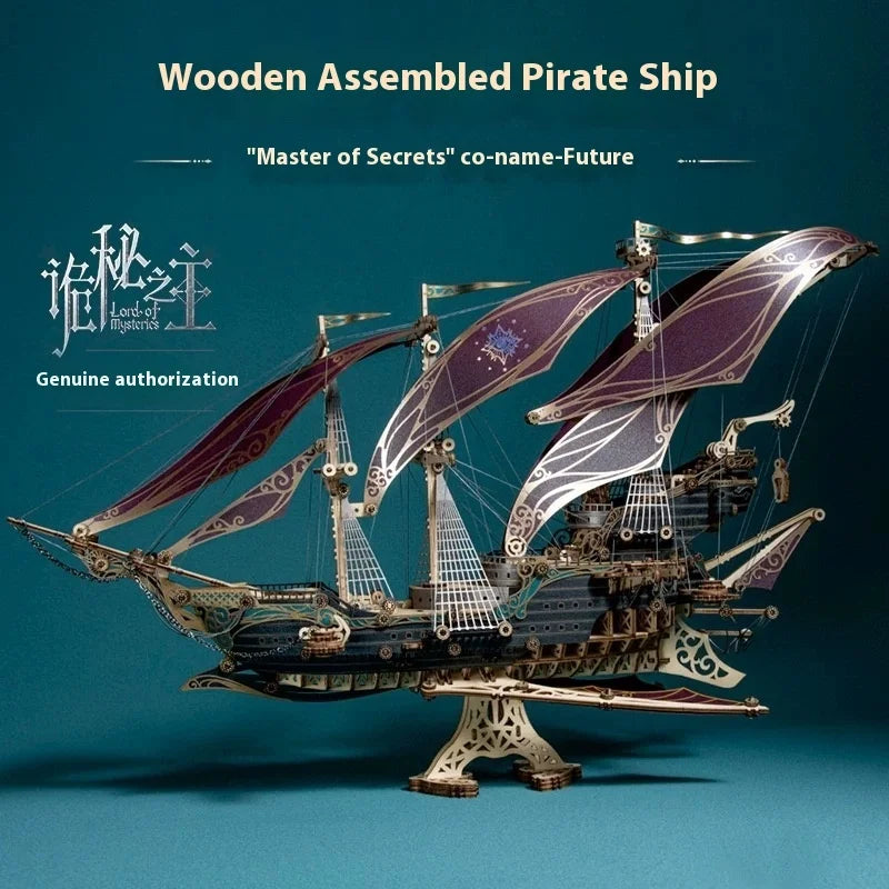 Master Of Mystery Future Pirate Ship Wooden Assembly Model Desktop Decoration Friend'S Birthday Gift Boutique Gift Box Set