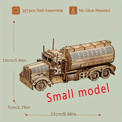 3D Wooden Puzzle Toys Movable Tank Car Assembly Toy Gift For Children Adult Model Building Block Kits