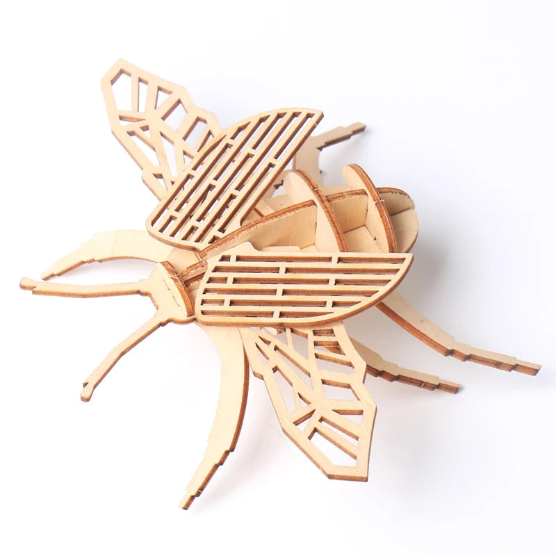 Wooden 3D Puzzle DIY Insects Animal butterfly Bee Adult Puzzles Toys ornament handicraft scorpion 14+
