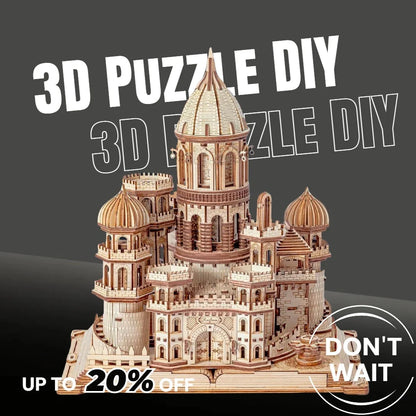 944Pcs 3D Wooden Puzzles DIY Mechanical Wooden Wide Model Kit for Adults Teens 14+Years Puzzle Enthusiasts Box Enchanted Castle