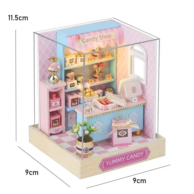 Wooden 3D Puzzles Mini Doll House DIY Small House Kits Assembly Model Building Room Bedroom With Furniture Dollhouse Xmas Gifts