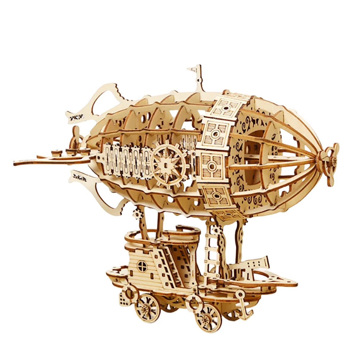 Airship 3D Car Wooden Puzzle Scale Model,DIY Model Kit, Handcraft Gift,Home Decoration,Mechanical Model Kit, Building Toy