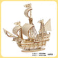 1PC 3D Sailboat Wooden Puzzle Assembly Model Puzzle DIY Wooden Crafts 3D Puzzle Gifts Desktop Decoration