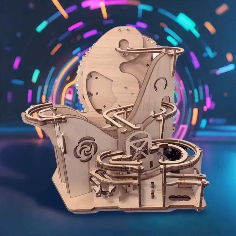 3D wooden mechanical track puzzle - DIY handmade 3D adult toy, challenging track, brain teaser, natural wood design, suitable fo