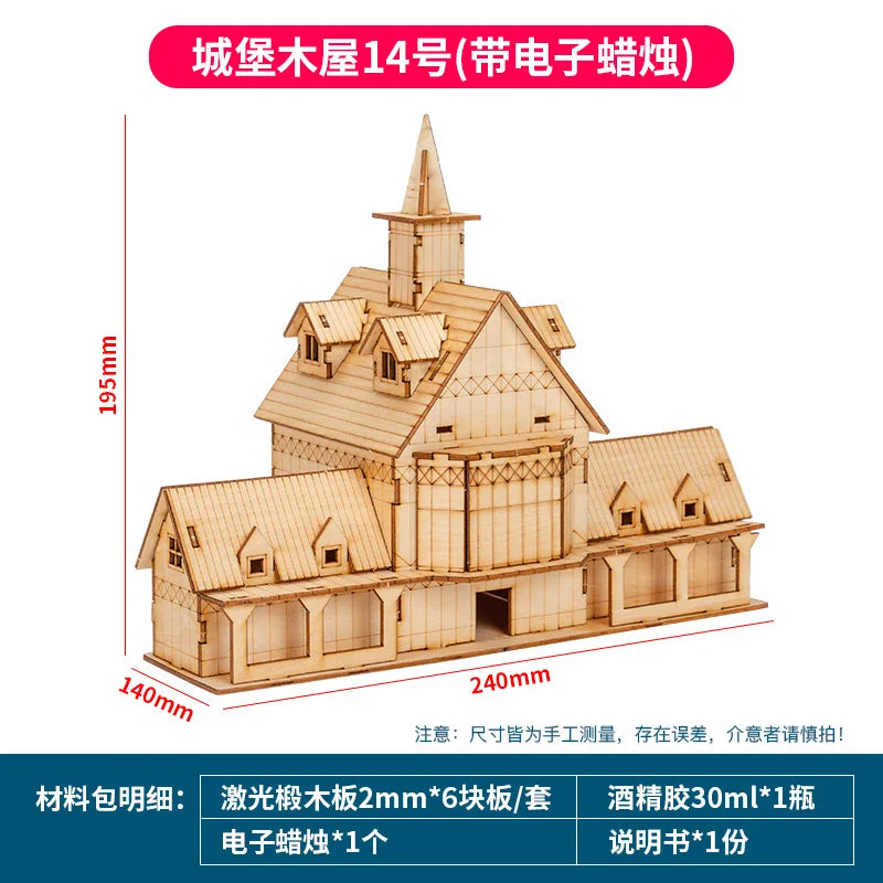 1:50 Scale Miniature Building Prefabricated House Wooden Cabin DIY Assembly Model Kit Wooden Constructor Architecture Material