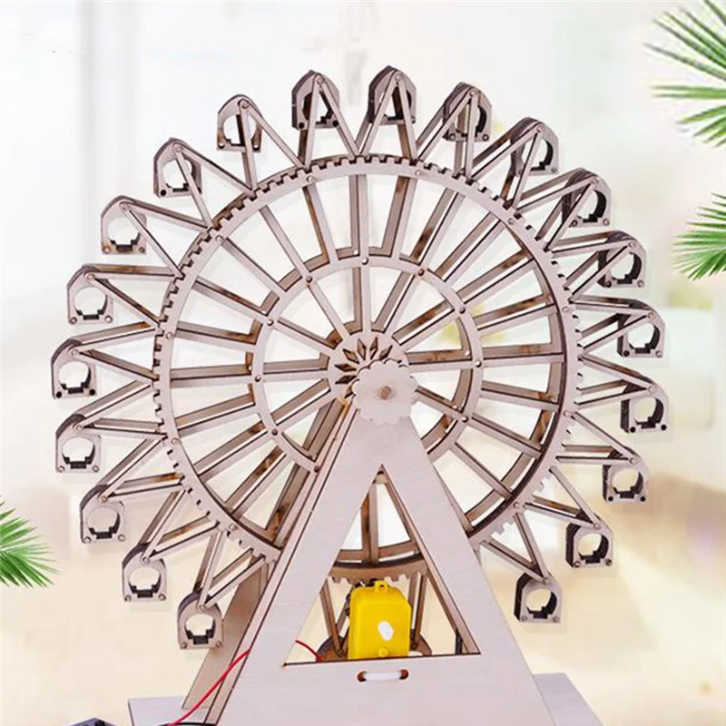 WOTT-Wooden Rotate Wheel DIY For Kids Ages 8-12 -16 Engineering Kit, DIY Educational Model Building  Durable Easy To Use