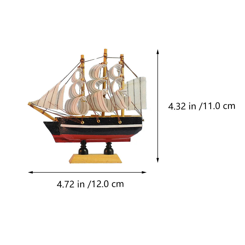 Wooden Sailboat Model Decor Ship Figurines Miniatures Home Adornments Creative Desktop naments Natural Craft Sailor Indoor