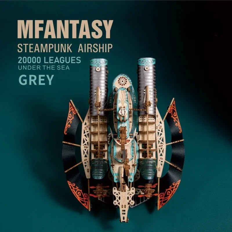 Steampunk Fantasy Airship 3D Wooden Puzzle Model Building Kits Submarine Handicraft Masterpiece DIY Assembly Toy