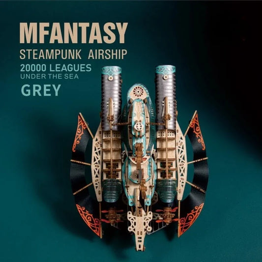 Steampunk Fantasy Airship 3D Wooden Puzzle Model Building Kits Submarine Handicraft Masterpiece DIY Assembly Toy