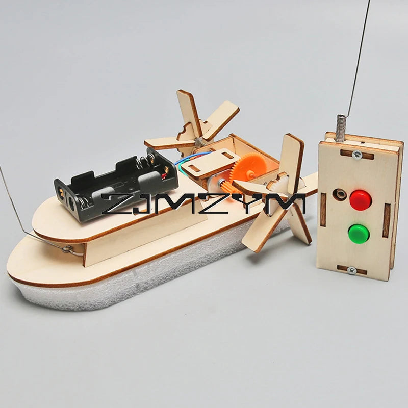 Wooden Ship Model Kit DIY Handmade Remote Control Ship Model Mini Boat Model Gift For Educational Manual Science
