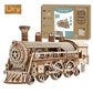 Ury 3D Wooden Puzzle Movable Retro Steam Train Double-decker Bus Handmade Assembly Truck Model DIY Toys Decoration Gift for Kids