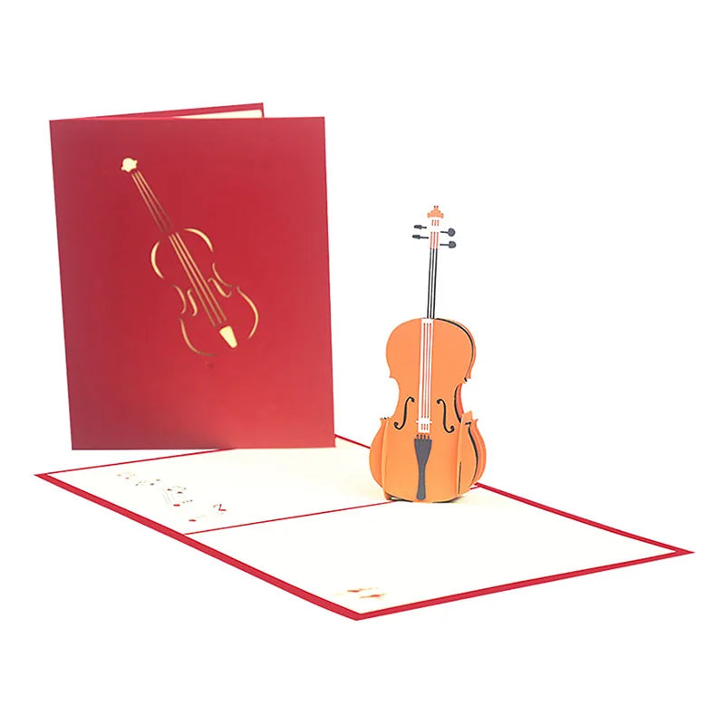3D Classic Wooden Guitar Greeting Card, Concert, Violin, Piano, Invitation, Birthday Card, Gifts, Sympathy Card, Thank You Card
