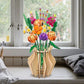 Bouquet Vase 3D Wooden Building Blocks Model Wood Stereo Stitch Puzzle Models Kit Gifts for Women Men