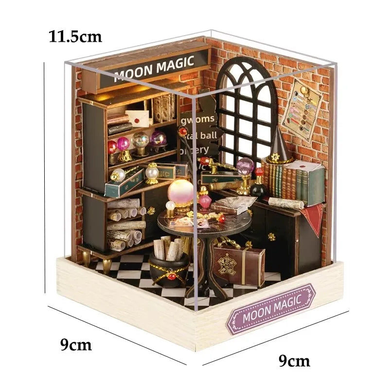 Wooden 3D Puzzles Mini Doll House DIY Small House Kits Assembly Model Building Room Bedroom With Furniture Dollhouse Xmas Gifts