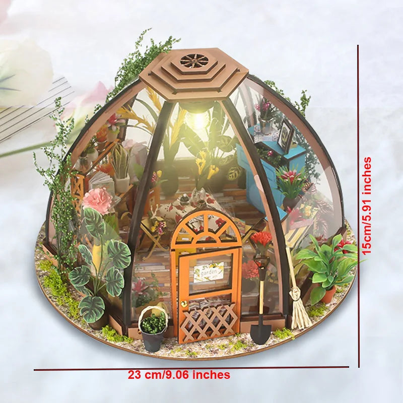 DIY Wooden Cabin Model Kit - Handmade bookstore garden pet shop Assembly House Birthday Gift Creative Handcraft Building Project