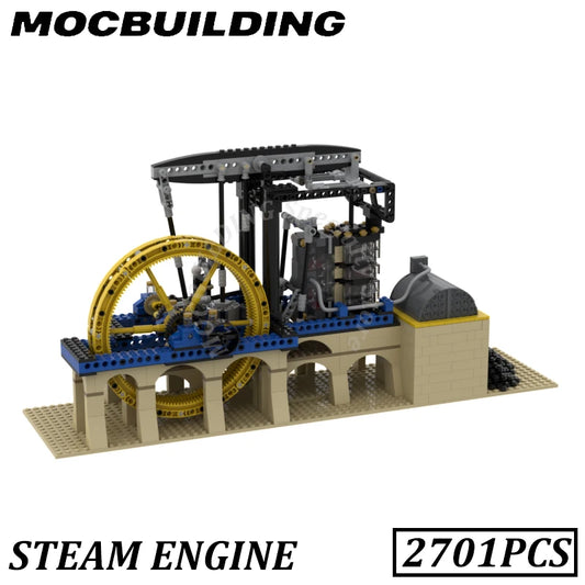 Steam Engine Model MOC Building Bricks Display DIY Model Creative Construction Assemble Toys