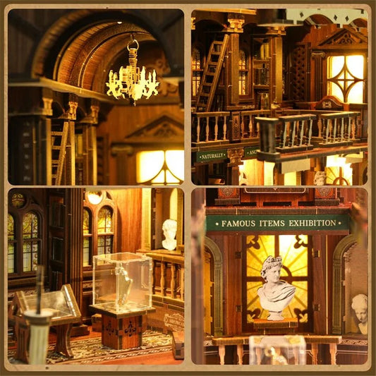 DIY Wooden  The Philosophical Library Book Nook Shelf Insert Miniature Model Kits Bookshelf Bookend for Friends Birthday Gifts