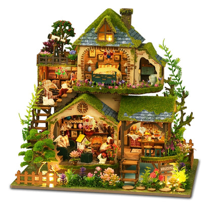 DIY Wooden Miniature Model Kit Forest Adventures Casa Doll Houses 3D Puzzle Dollhouse With Furniture for Friends Christmas Gifts