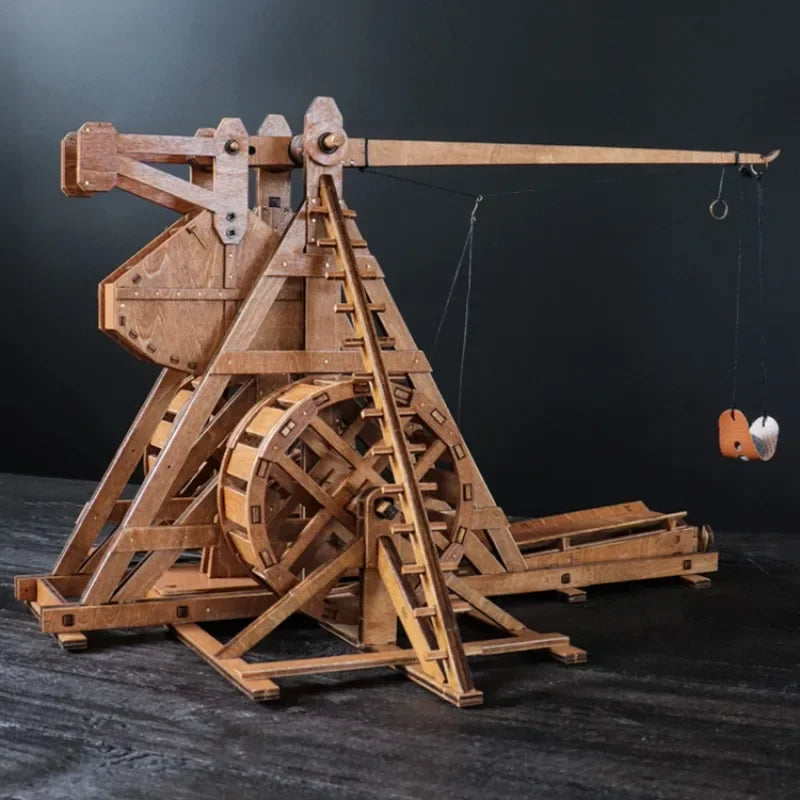 1:48 Rotary Counterweight Trebuchet Catapult DIY Ancient Chariot Model Siege Car Wooden 3D Puzzle Need Assembly